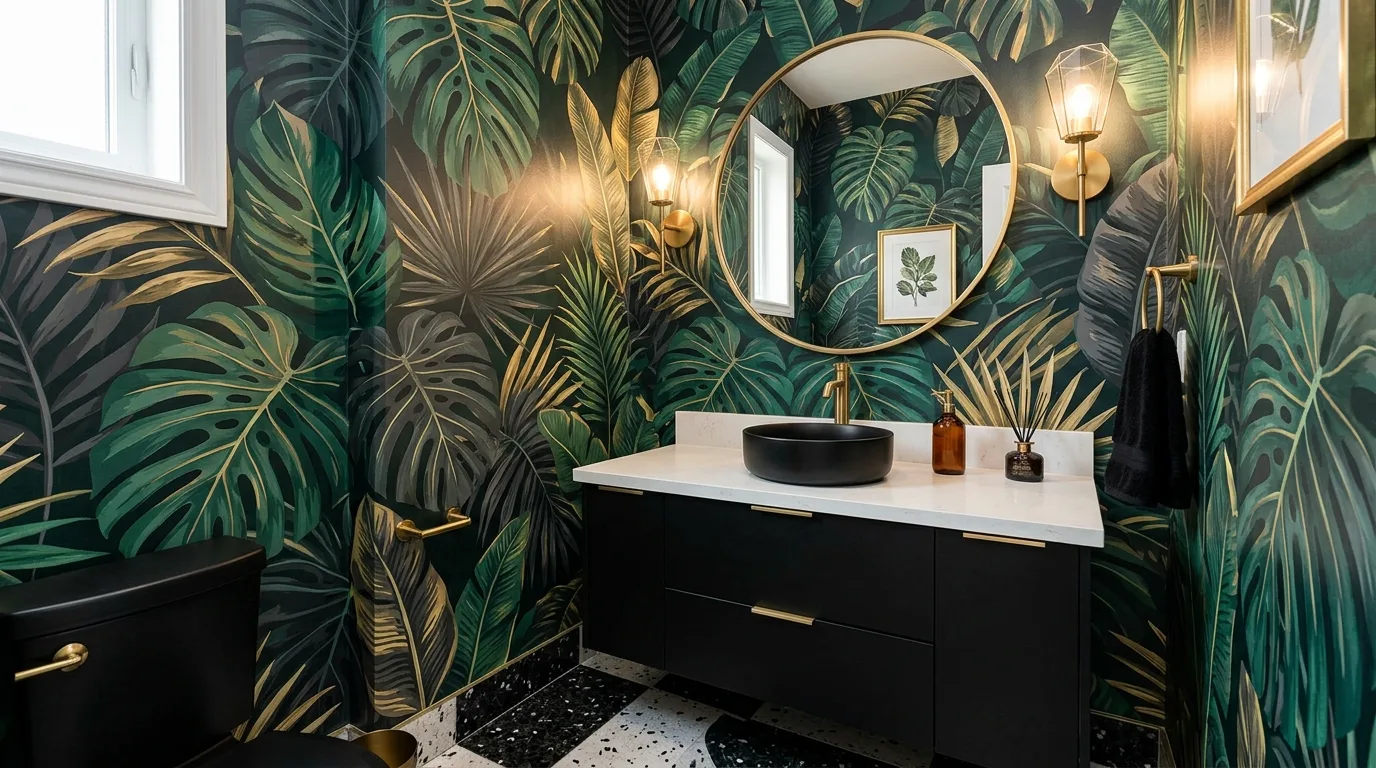 14 Bold Bathroom Wallpaper Ideas for a Statement-Making Powder Room hero image