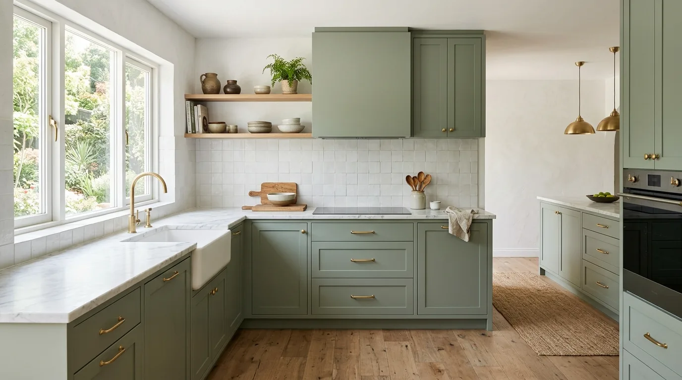 13 Calming Sage Green Kitchen Ideas for an Earthy Modern Cookspace hero image