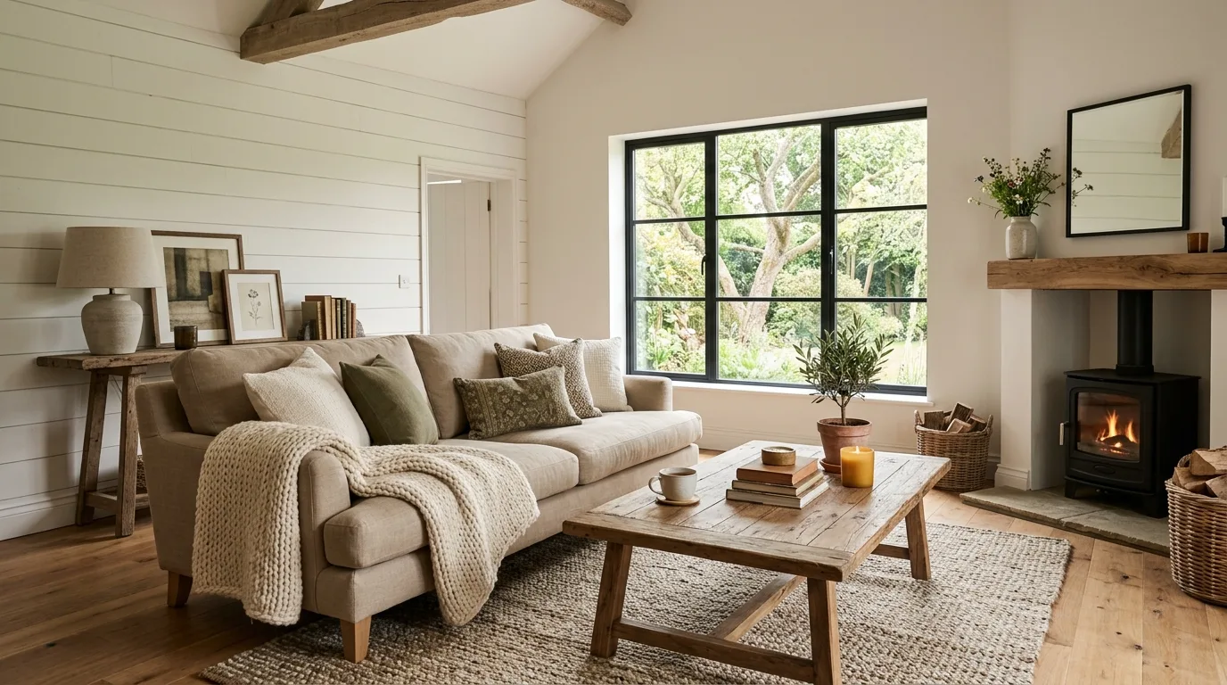 13 Charming Modern Cottage Living Room Ideas for a Cozy Updated Look hero image