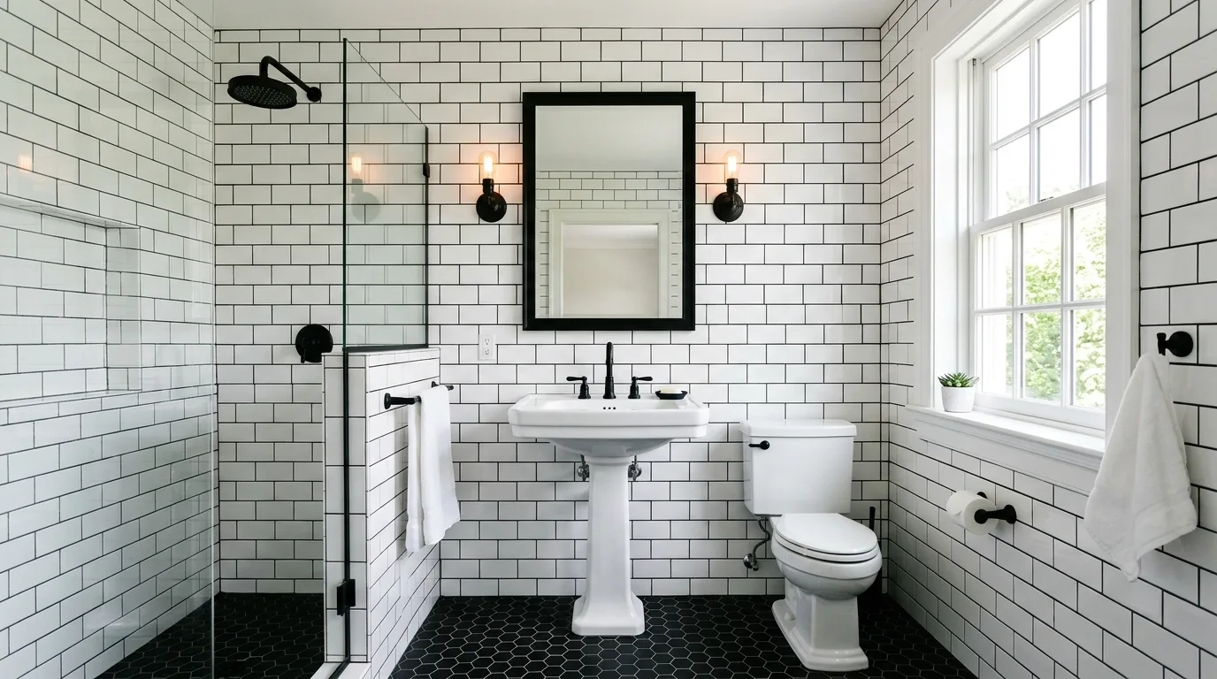 13 Classic Black and White Bathroom Ideas for Timeless Contrast hero image