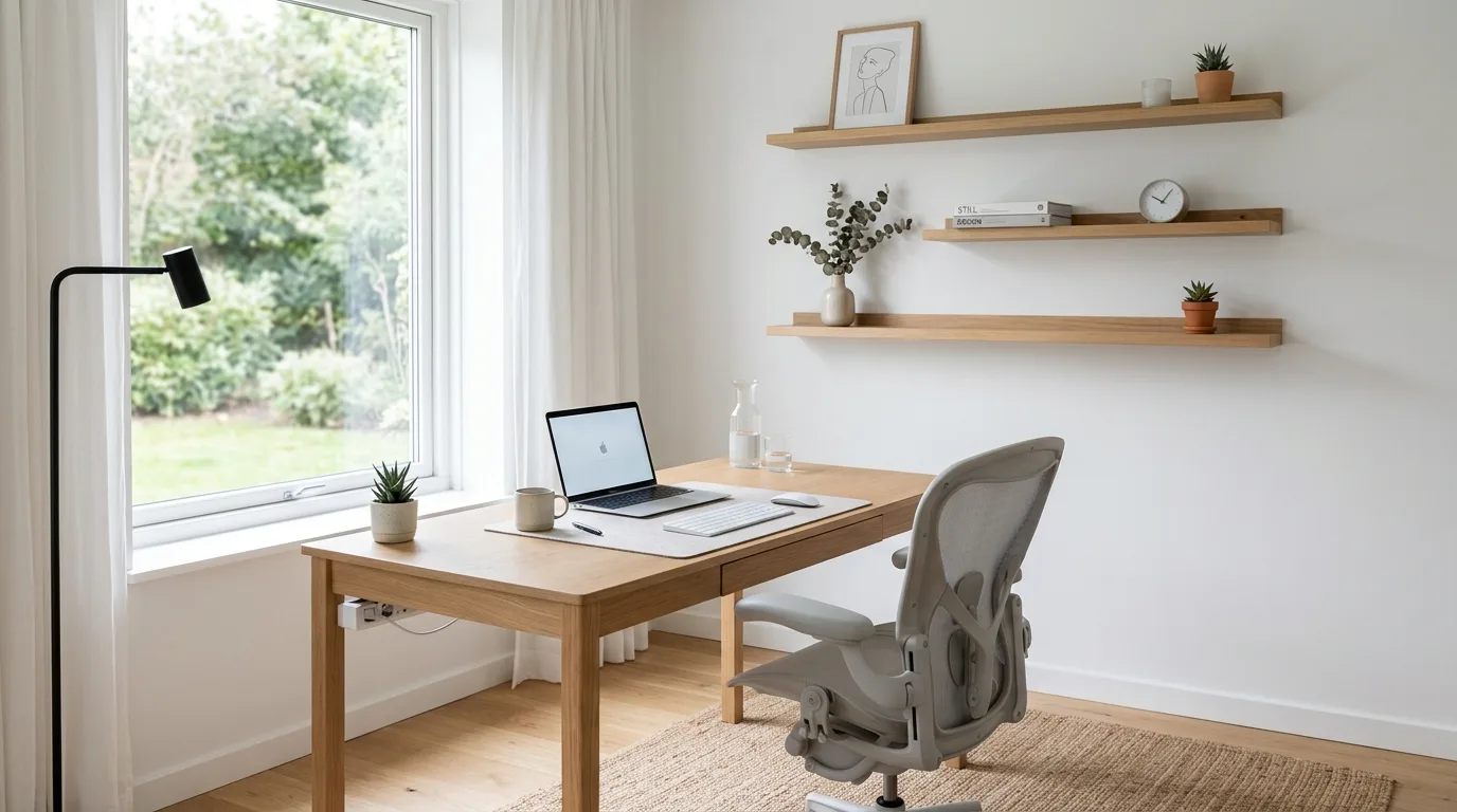 14 Clean Minimalist Home Office Ideas for a Clutter-Free Workspace hero image