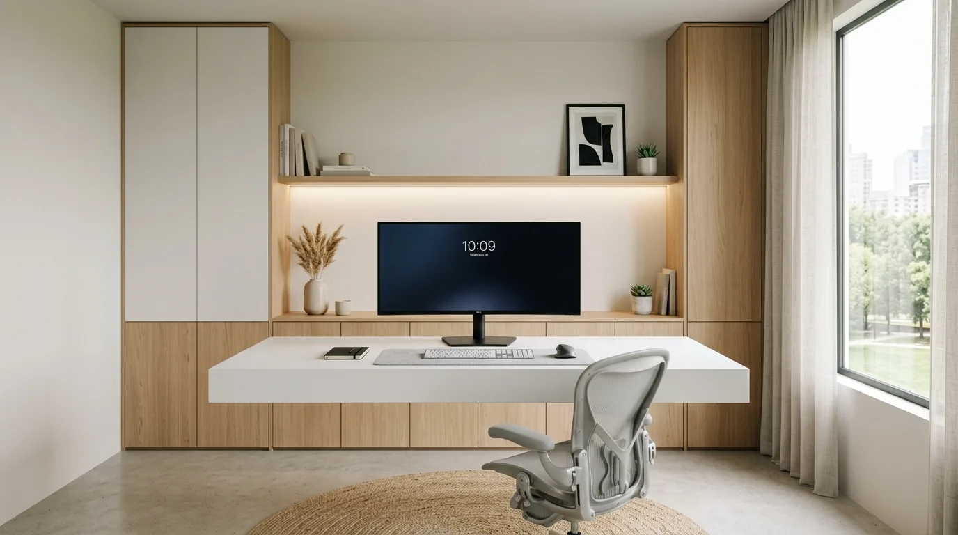 14 Clean Minimalist Home Office Ideas for a Clutter-Free Workspace inspiration image 2