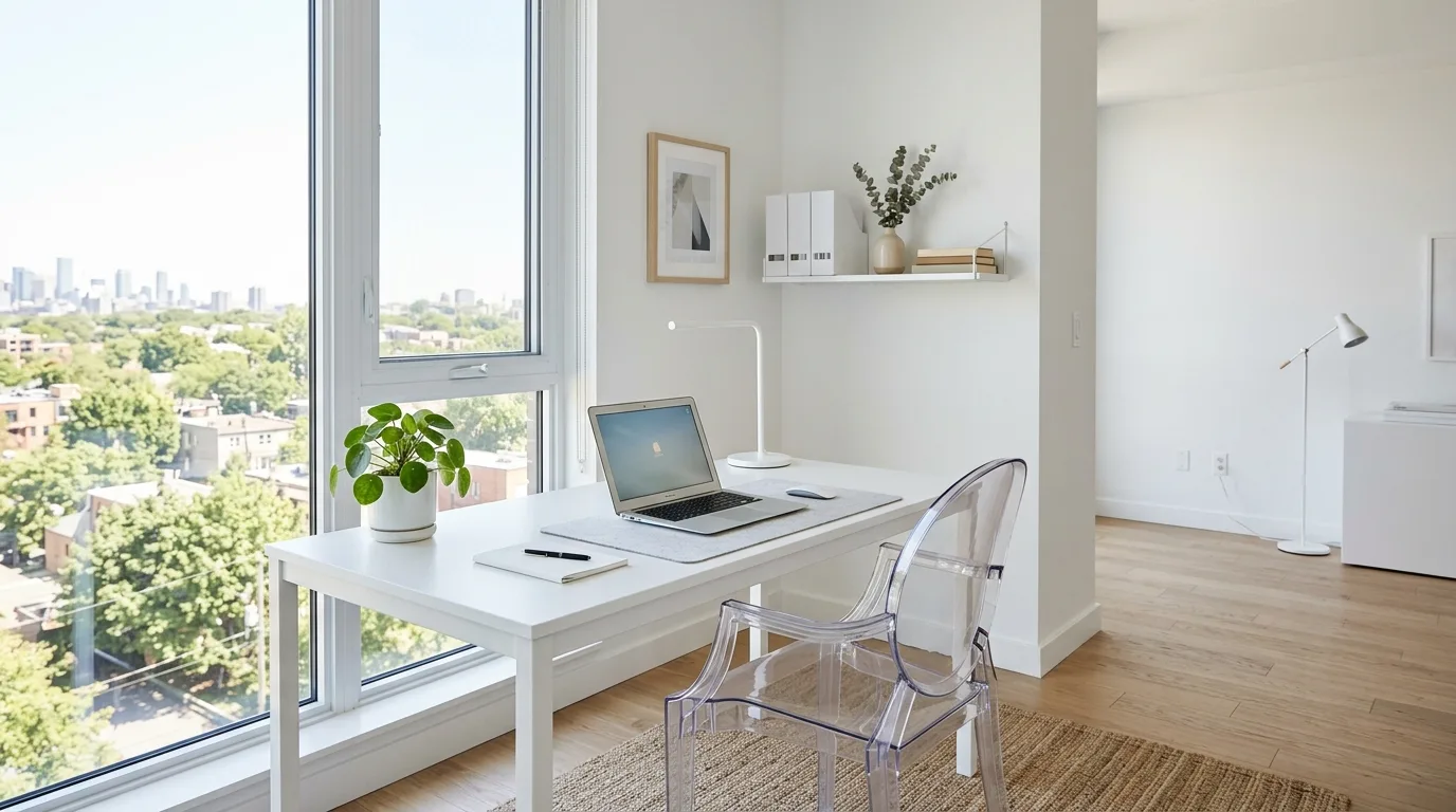 14 Clean Minimalist Home Office Ideas for a Clutter-Free Workspace inspiration image 8