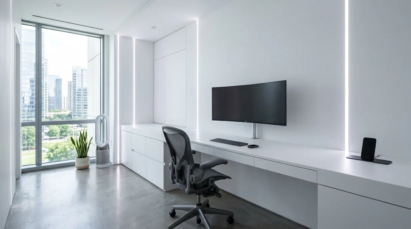 14 Clean Minimalist Home Office Ideas for a Clutter-Free Workspace inspiration image 13