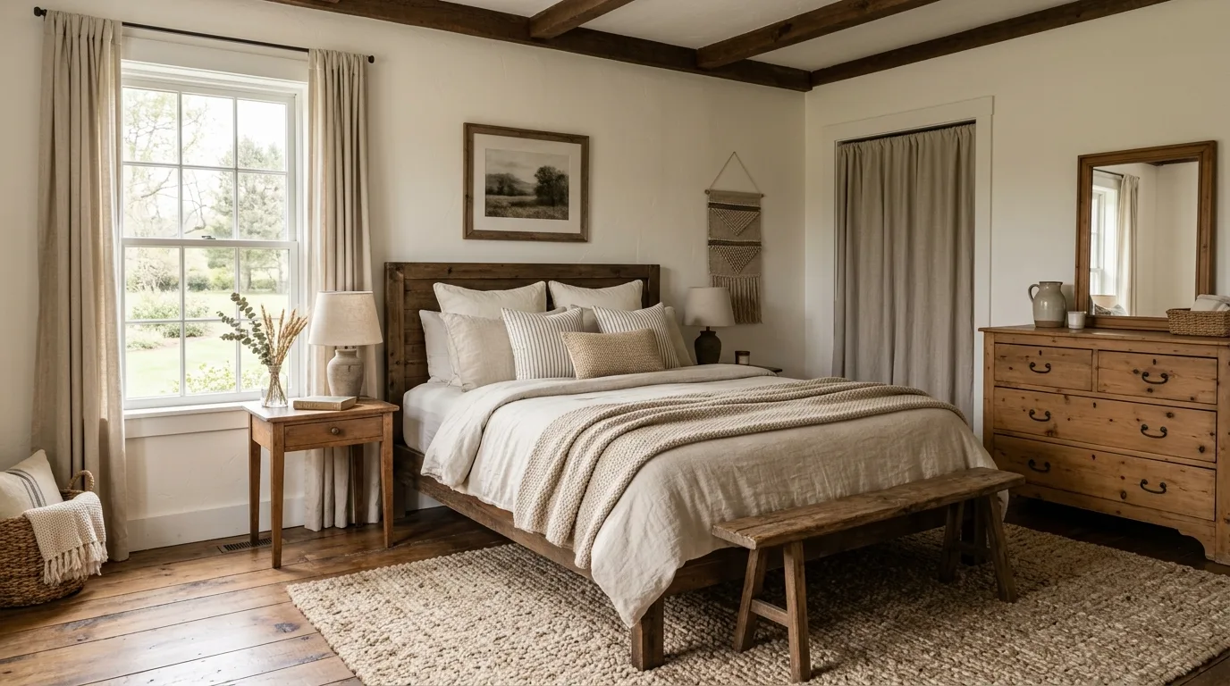14 Cozy Farmhouse Bedroom Ideas for a Rustic and Charming Retreat inspiration image 13