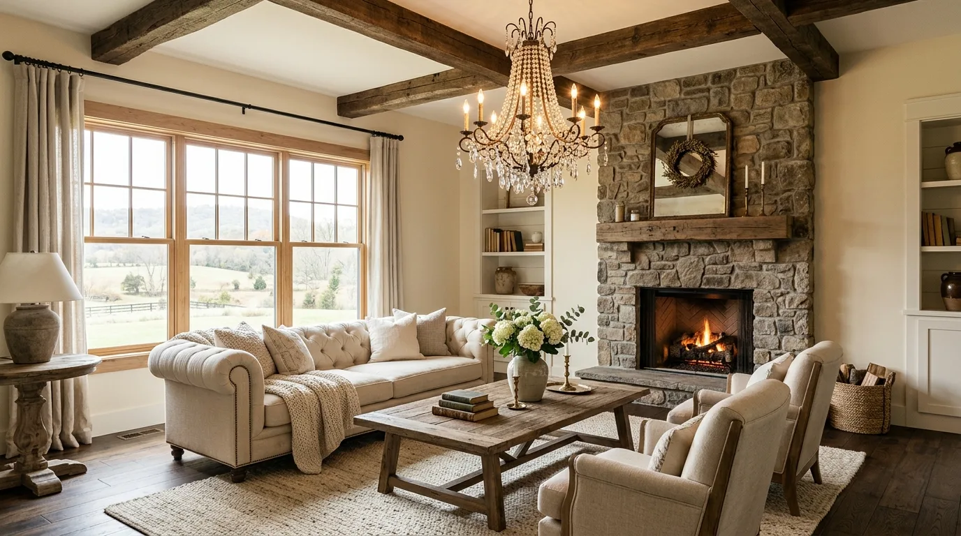 14 Cozy Farmhouse Living Room Ideas for a Rustic and Welcoming Space inspiration image 9
