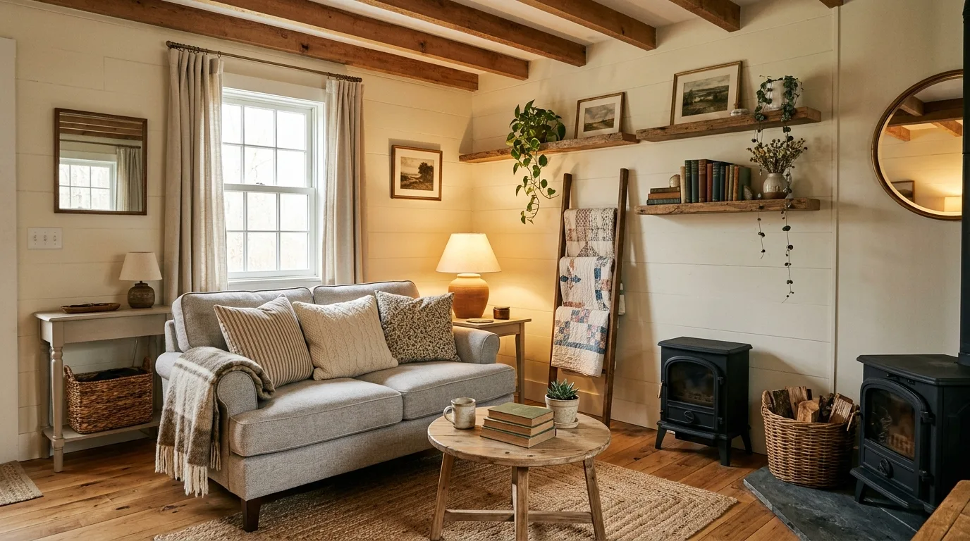 14 Cozy Farmhouse Living Room Ideas for a Rustic and Welcoming Space inspiration image 10