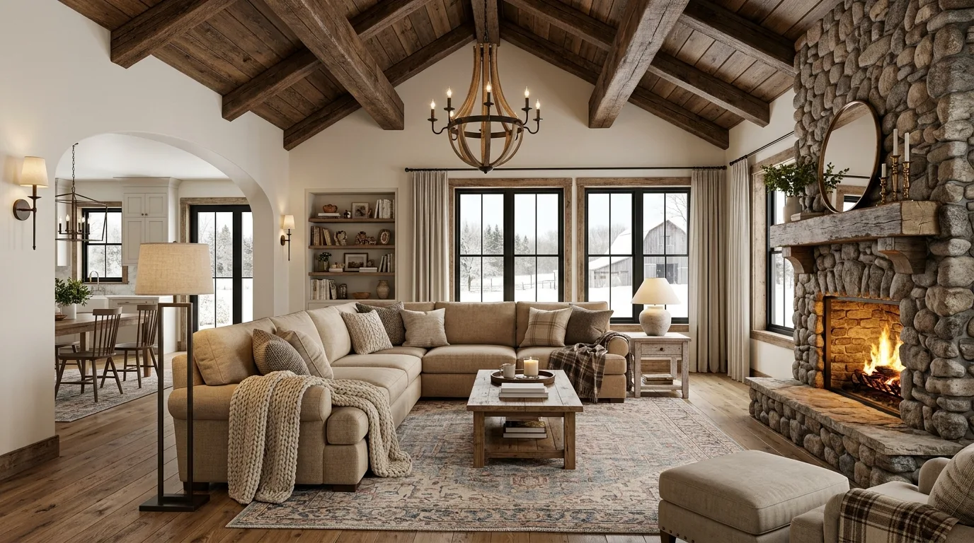14 Cozy Farmhouse Living Room Ideas for a Rustic and Welcoming Space inspiration image 13