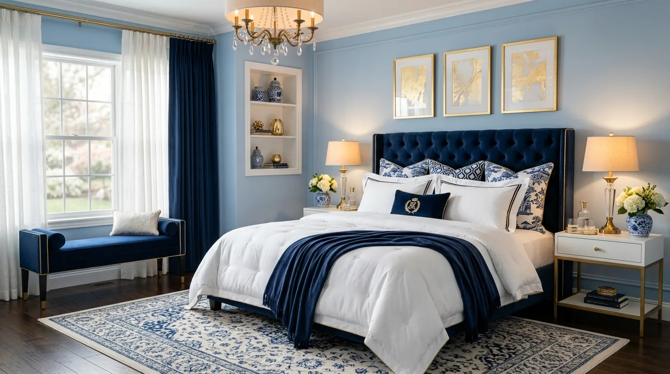 14 Crisp Blue and White Bedroom Ideas for a Fresh and Serene Retreat inspiration image 5