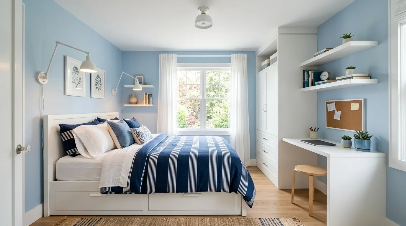 14 Crisp Blue and White Bedroom Ideas for a Fresh and Serene Retreat inspiration image 12