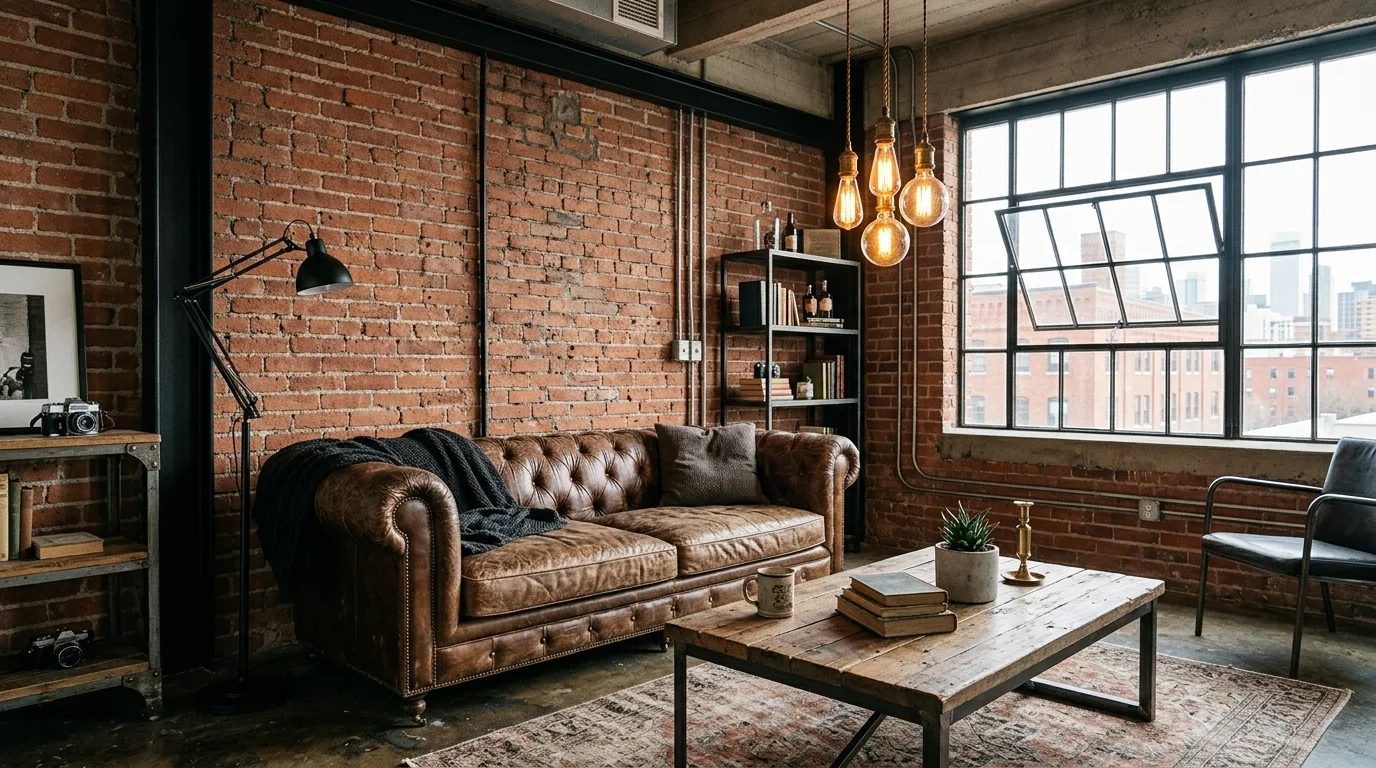 13 Edgy Industrial Living Room Ideas for an Urban Loft Vibe hero image