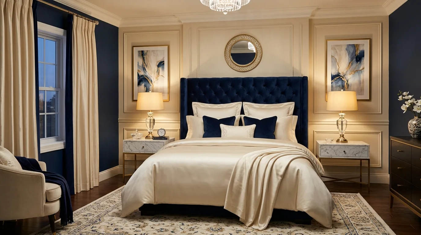 12 Elegant Blue and Cream Bedroom Ideas for a Serene Sleep Space inspiration image 6