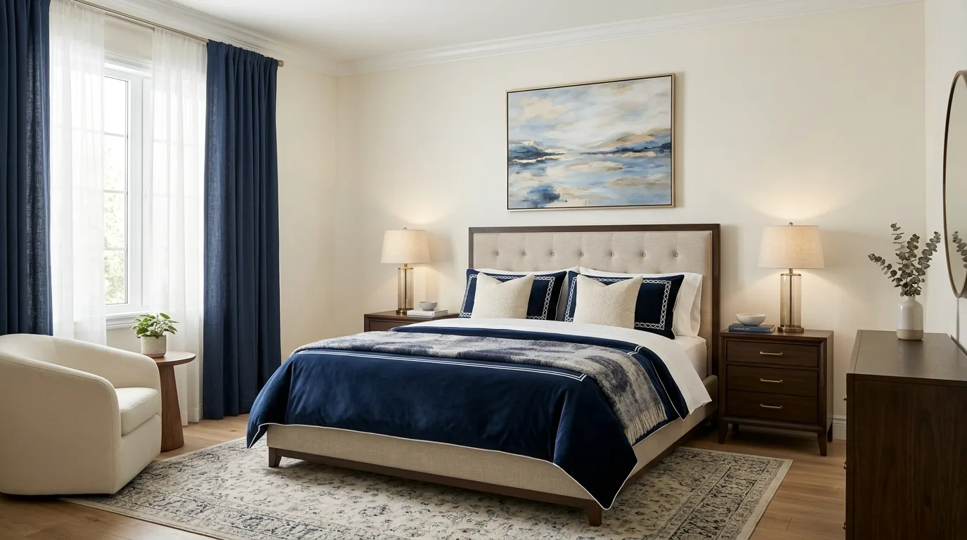 12 Elegant Blue and Cream Bedroom Ideas for a Serene Sleep Space inspiration image 11