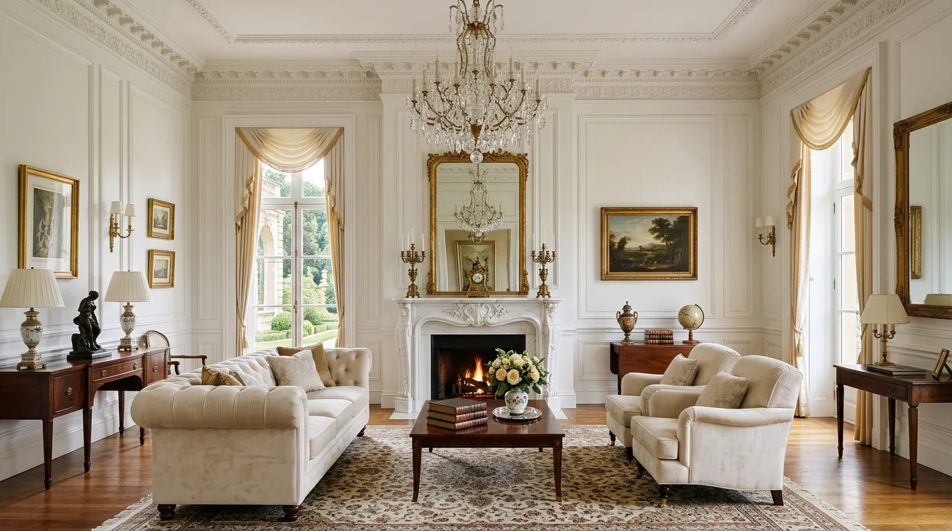 14 Elegant Neoclassical Living Room Ideas for Timeless Sophistication hero image