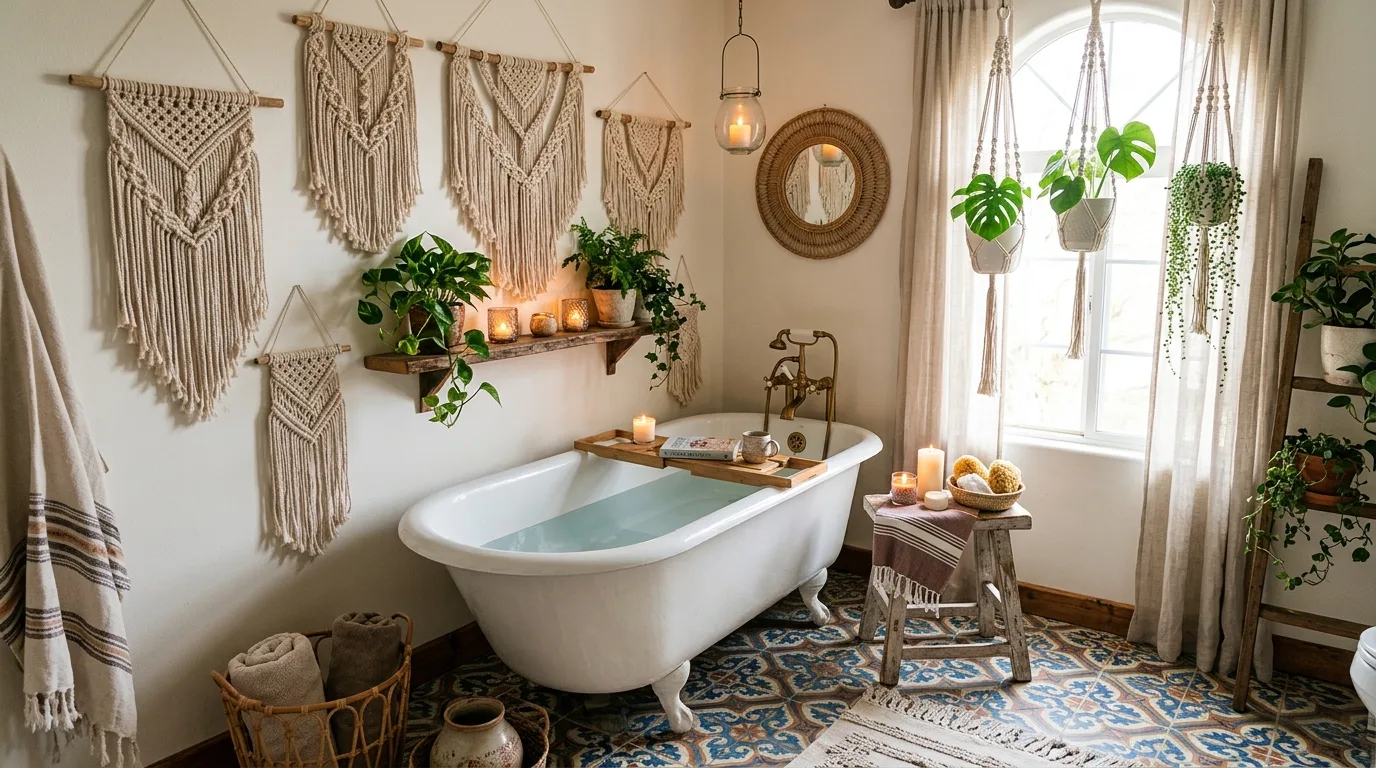 15 Free-Spirited Boho Bathroom Ideas for an Eclectic and Relaxing Space inspiration image 2
