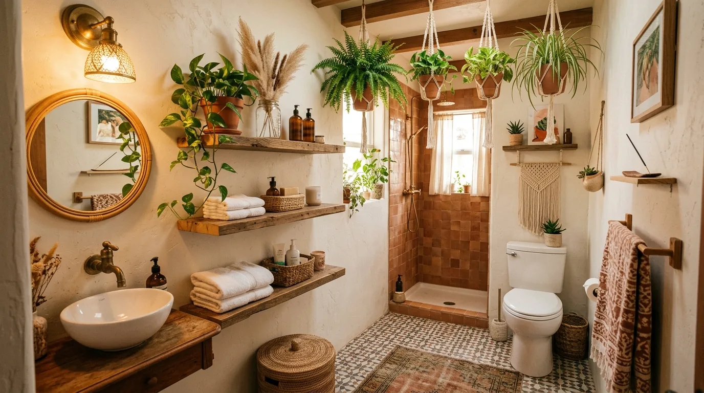 15 Free-Spirited Boho Bathroom Ideas for an Eclectic and Relaxing Space inspiration image 13