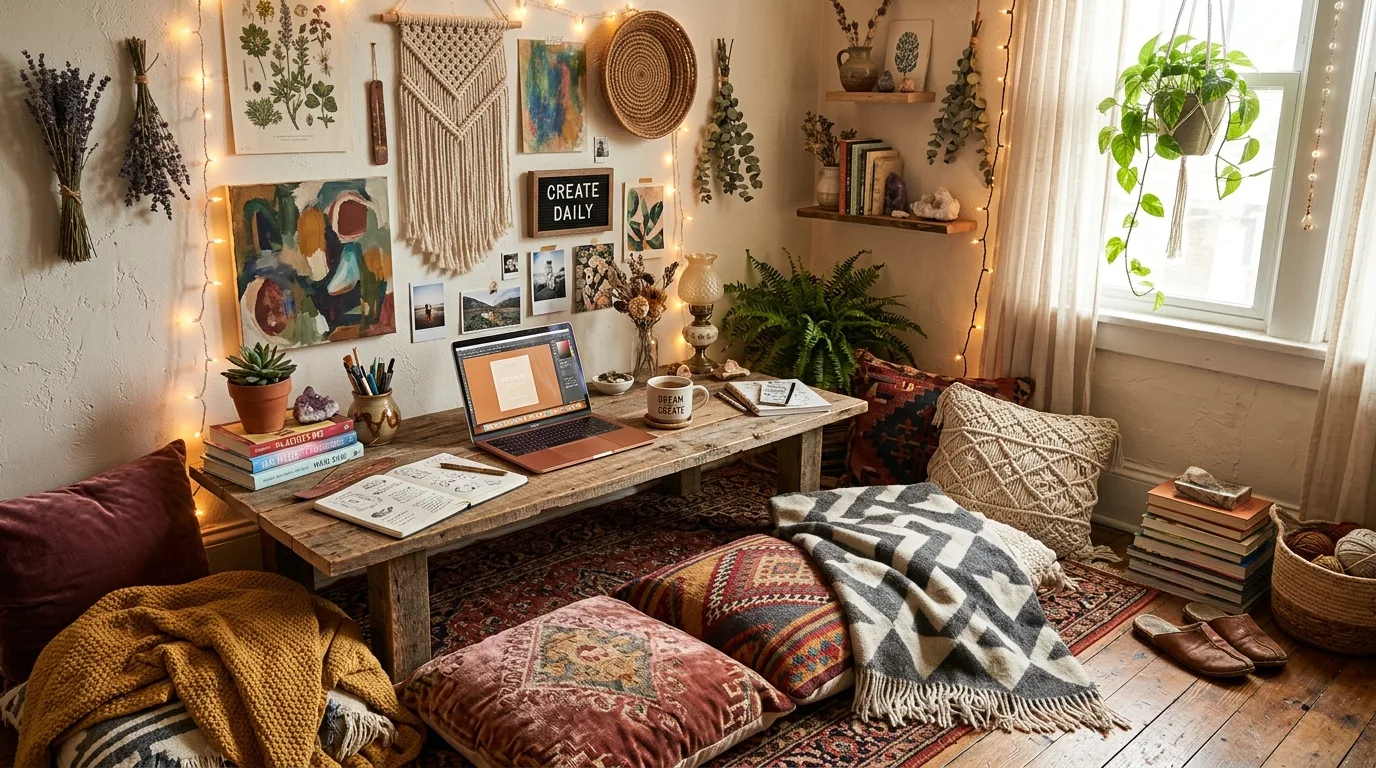 15 Free-Spirited Boho Home Office Ideas for a Creative and Cozy Workspace inspiration image 3