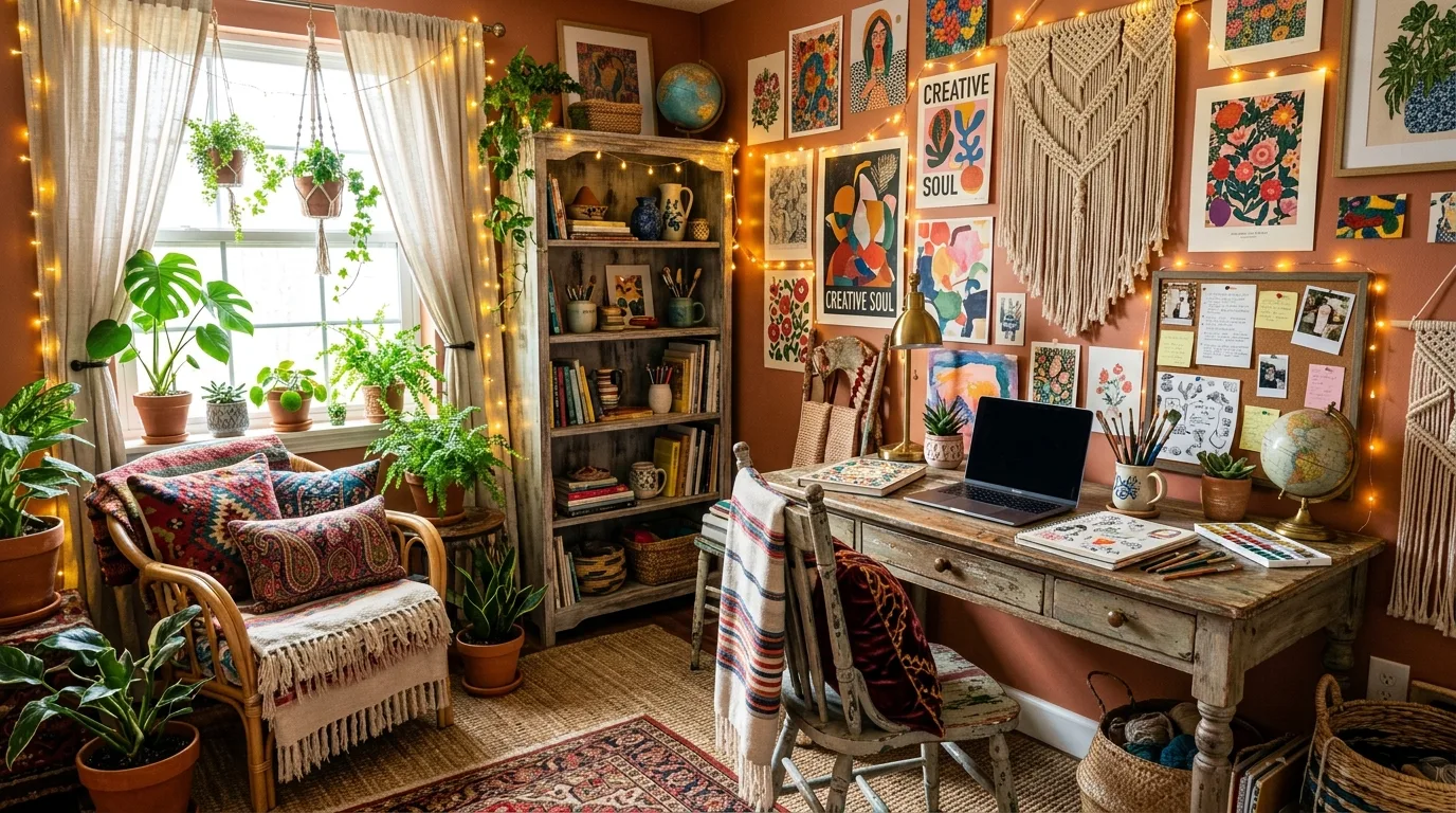 15 Free-Spirited Boho Home Office Ideas for a Creative and Cozy Workspace inspiration image 11
