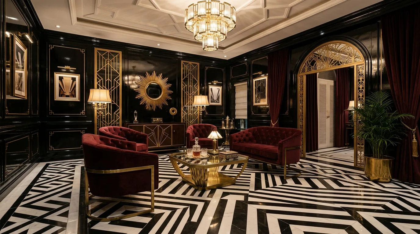 13 Glamorous Art Deco Living Room Ideas for Old Hollywood Style inspiration image 3