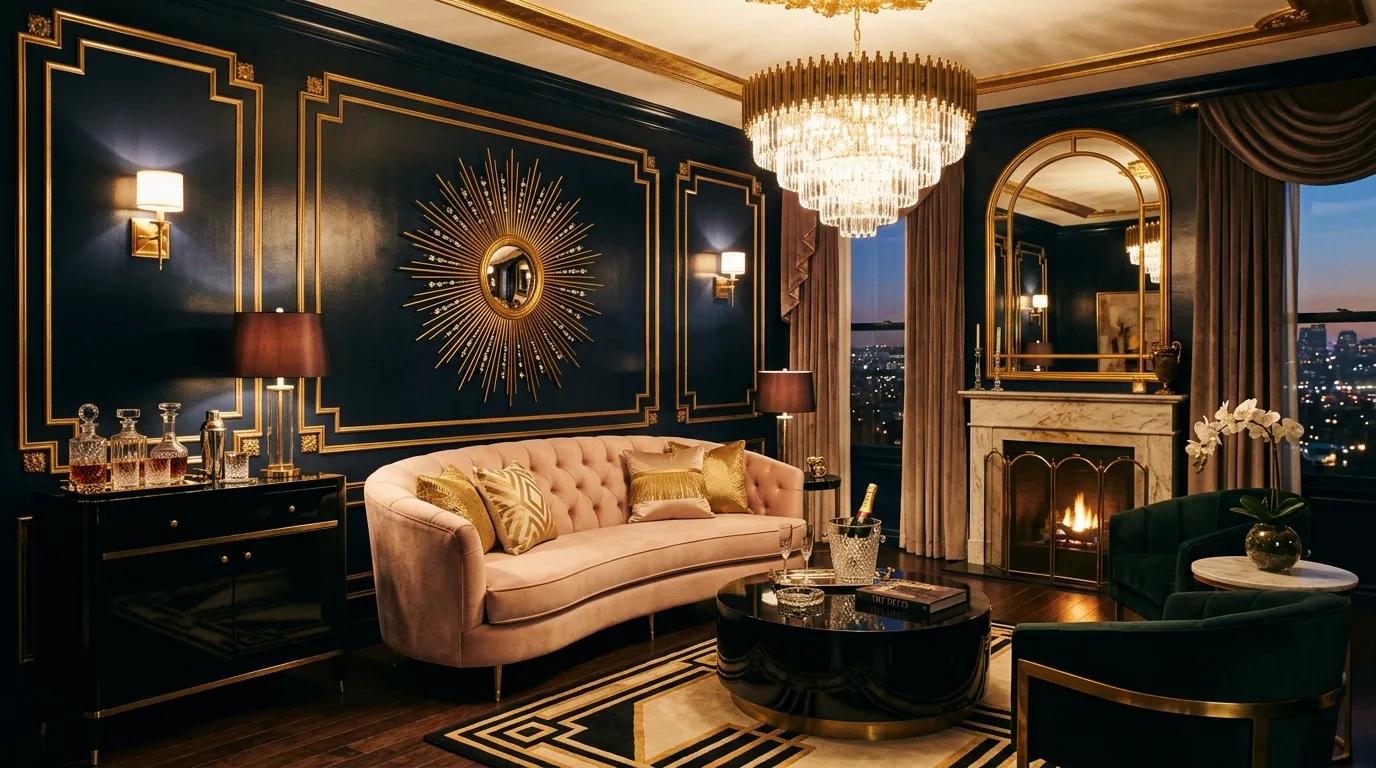 13 Glamorous Art Deco Living Room Ideas for Old Hollywood Style inspiration image 6