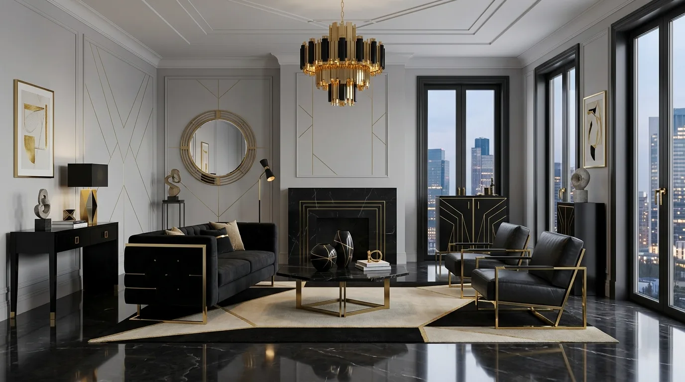 13 Glamorous Art Deco Living Room Ideas for Old Hollywood Style inspiration image 9