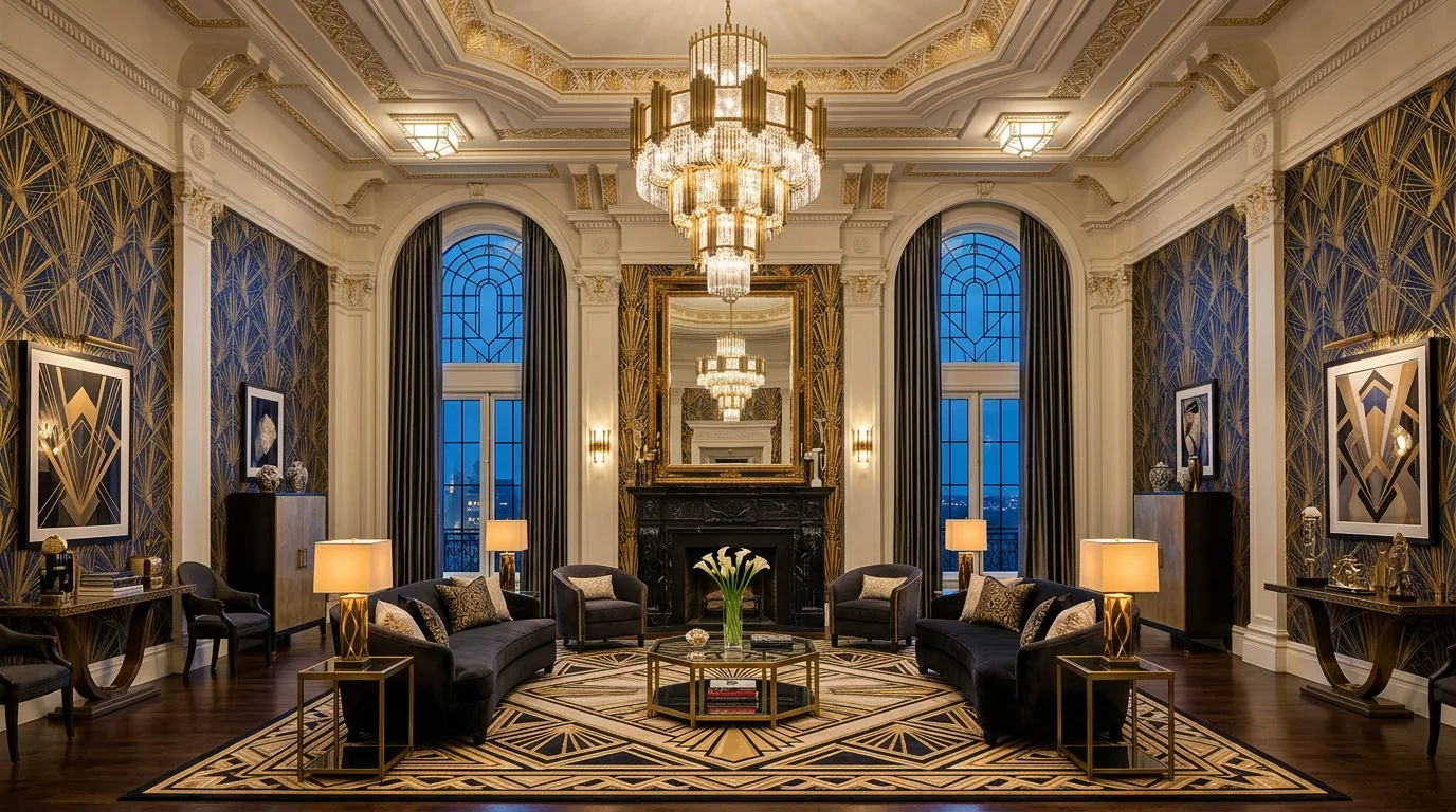 13 Glamorous Art Deco Living Room Ideas for Old Hollywood Style inspiration image 11