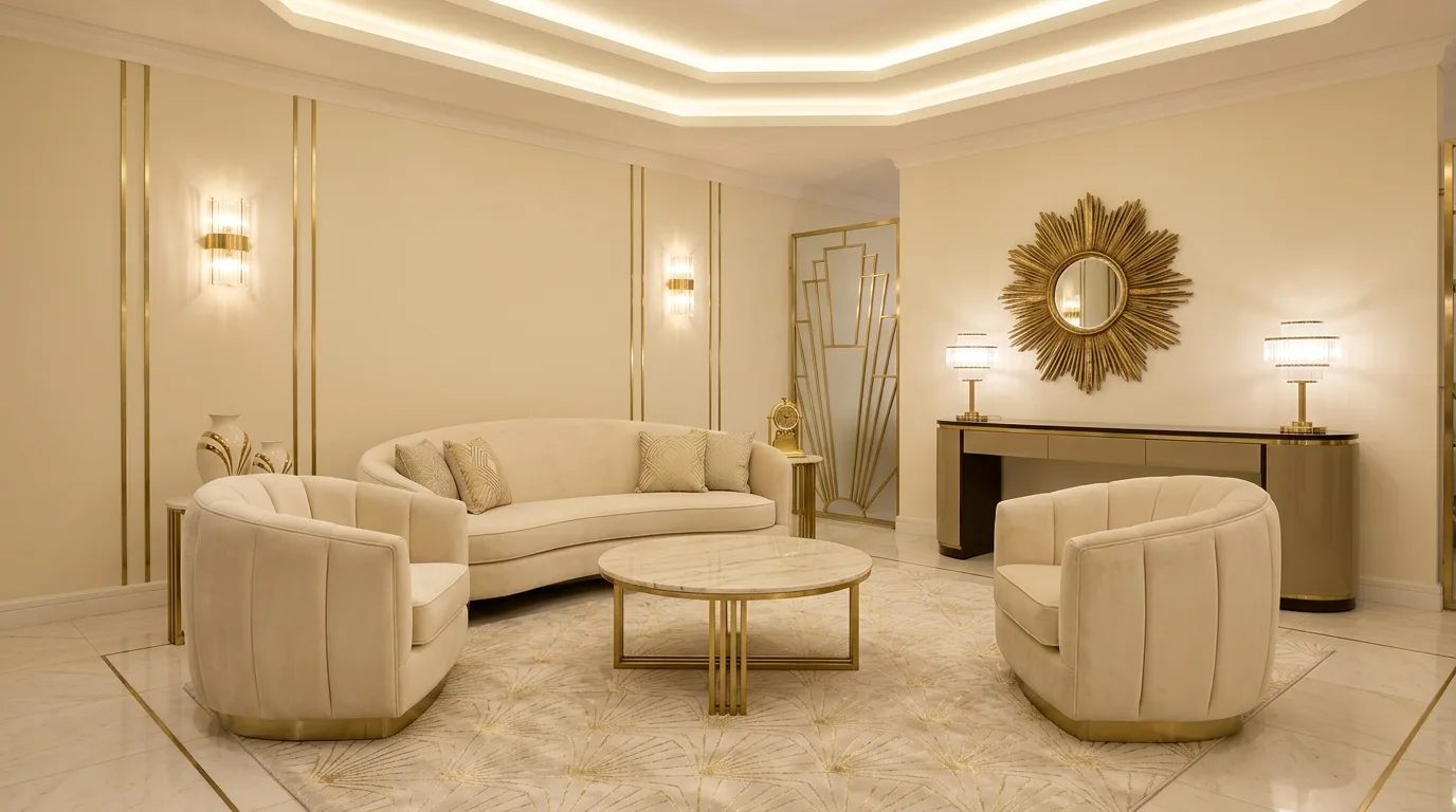 13 Glamorous Art Deco Living Room Ideas for Old Hollywood Style inspiration image 12