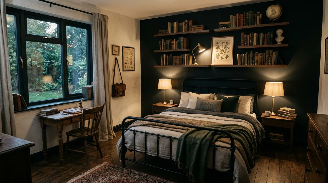 14 Moody Dark Academia Bedroom Ideas for a Scholarly Aesthetic inspiration image 6