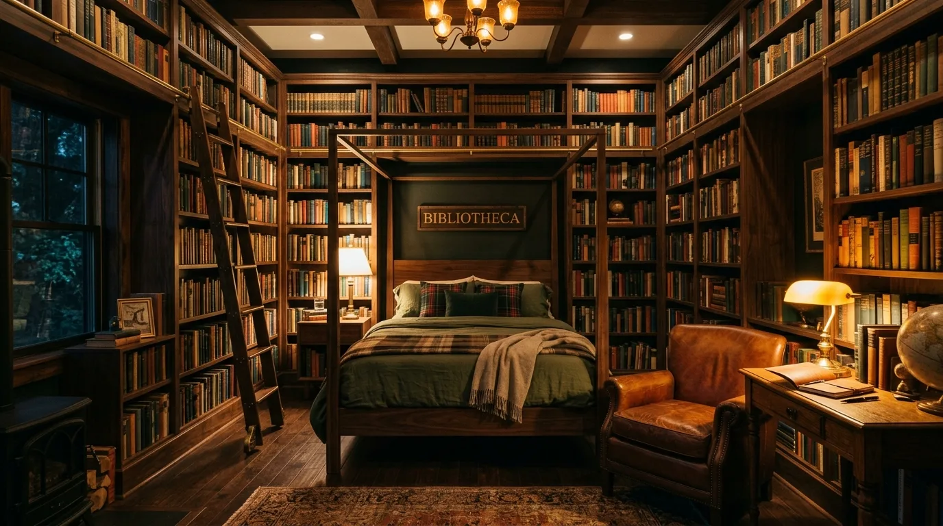 14 Moody Dark Academia Bedroom Ideas for a Scholarly Aesthetic inspiration image 7