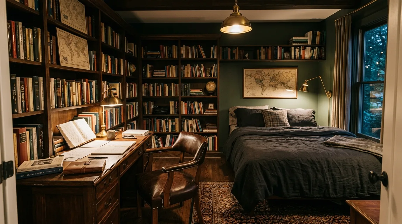 14 Moody Dark Academia Bedroom Ideas for a Scholarly Aesthetic inspiration image 14