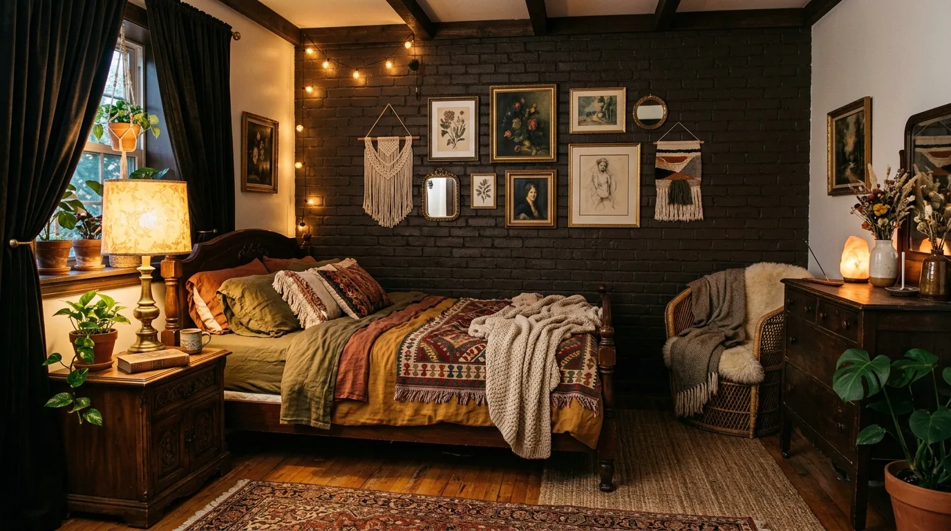 14 Moody Dark Boho Bedroom Ideas for an Eclectic and Cozy Retreat inspiration image 4
