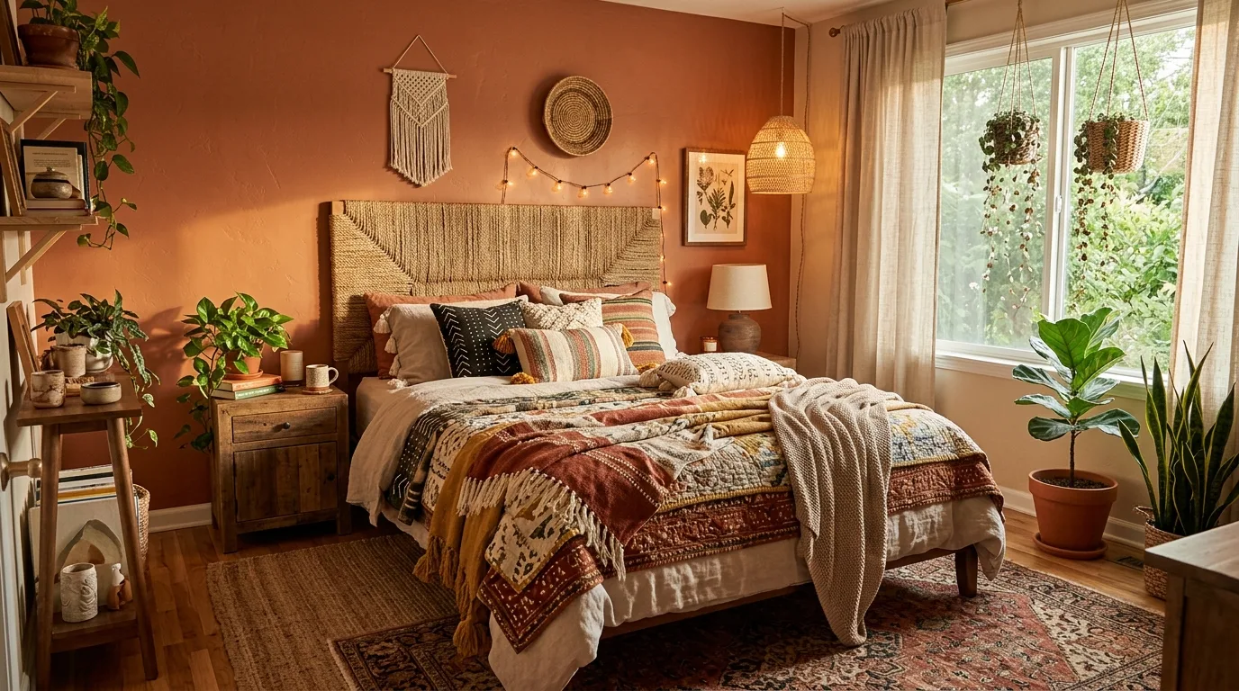 14 Moody Dark Boho Bedroom Ideas for an Eclectic and Cozy Retreat inspiration image 7