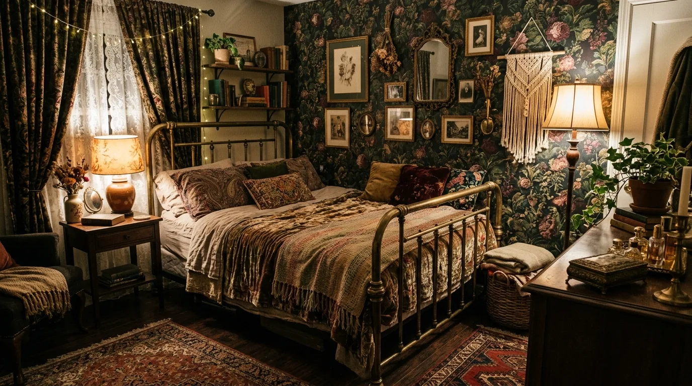 14 Moody Dark Boho Bedroom Ideas for an Eclectic and Cozy Retreat inspiration image 8