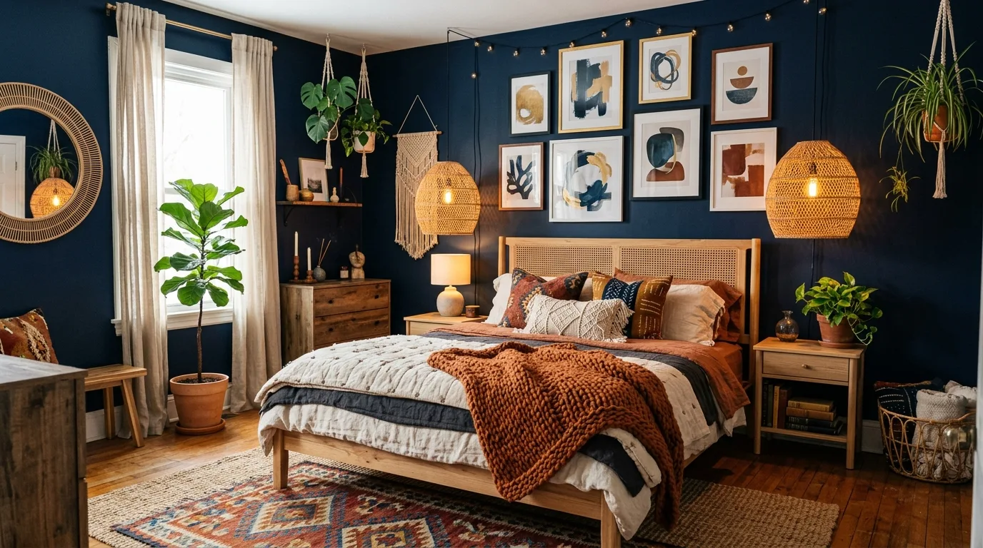 14 Moody Dark Boho Bedroom Ideas for an Eclectic and Cozy Retreat inspiration image 9