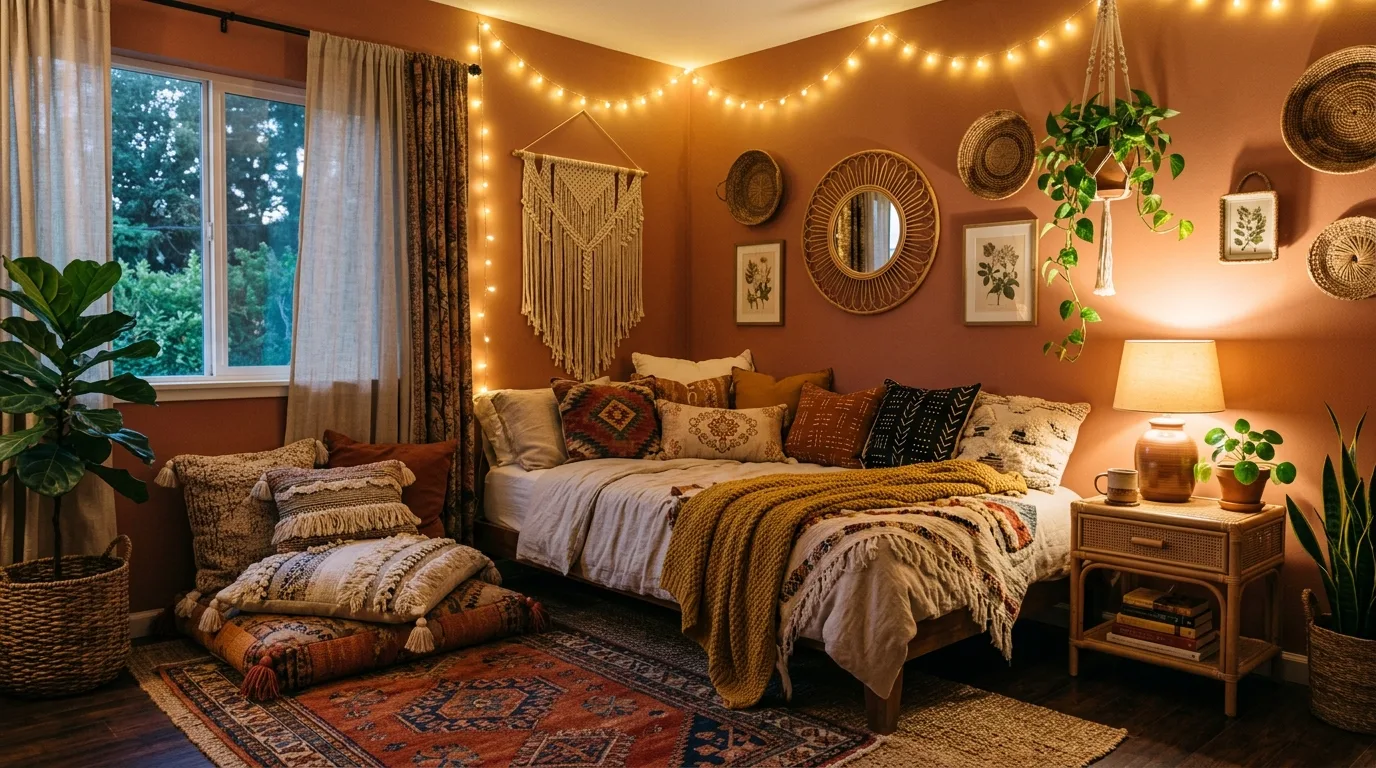 14 Moody Dark Boho Bedroom Ideas for an Eclectic and Cozy Retreat inspiration image 13