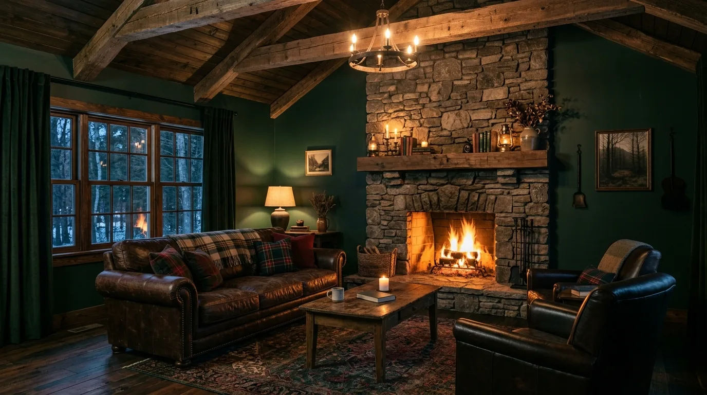 13 Moody Dark Green Living Room Ideas for a Dramatic and Cozy Space inspiration image 6