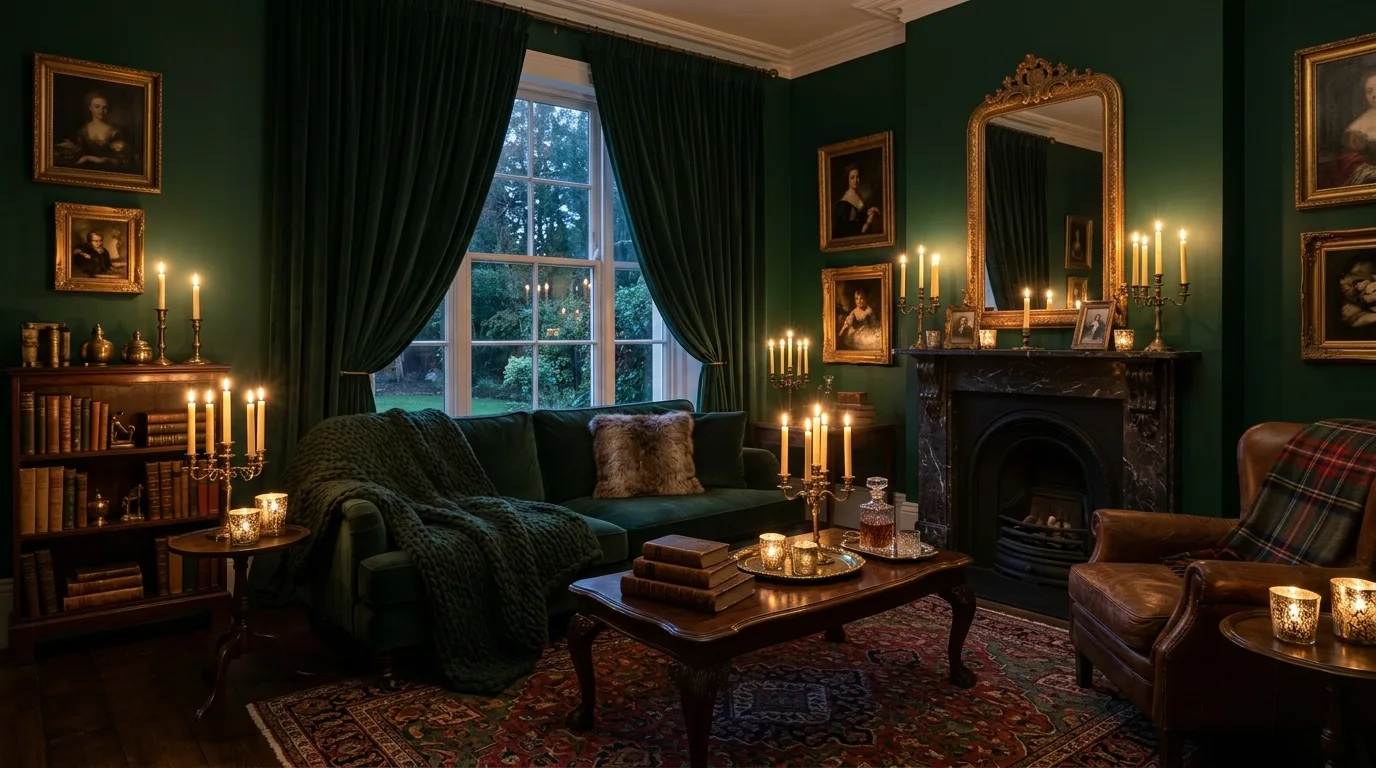 13 Moody Dark Green Living Room Ideas for a Dramatic and Cozy Space inspiration image 13