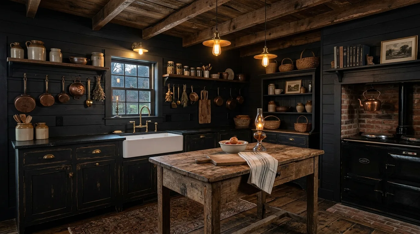 14 Moody Farmhouse Kitchen Ideas for a Dark and Cozy Rustic Vibe inspiration image 3