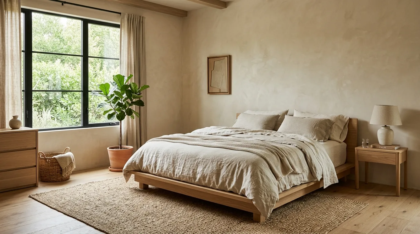 14 Natural Earthy Modern Bedroom Ideas for a Grounded Organic Look hero image
