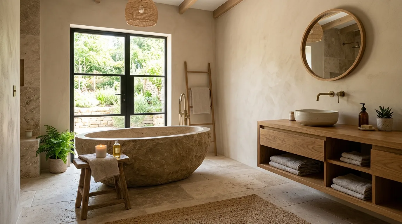13 Natural Organic Modern Bathroom Ideas for a Serene Spa Feel hero image