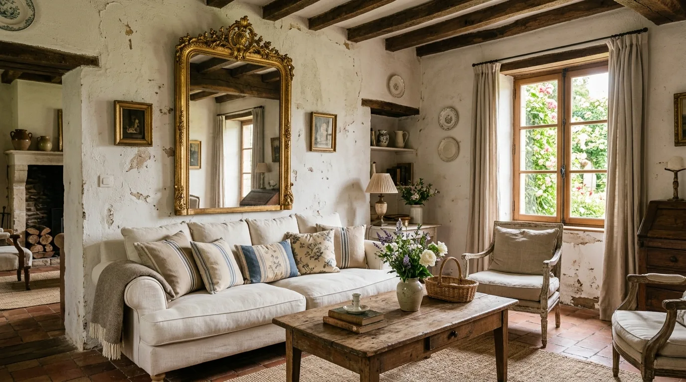 12 Romantic French Cottage Living Room Ideas for European Country Charm hero image