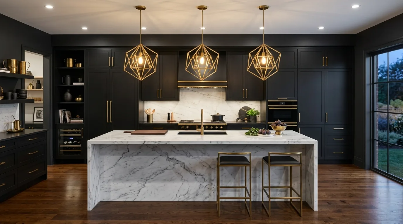 13 Sleek Black and Brass Kitchen Ideas for a Modern Glam Look hero image