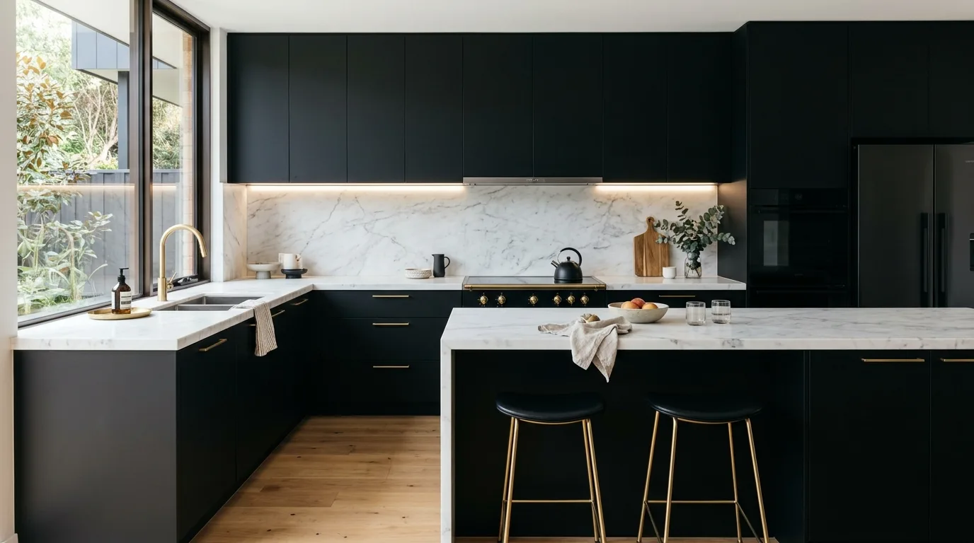 13 Sleek Black and Brass Kitchen Ideas for a Modern Glam Look inspiration image 5