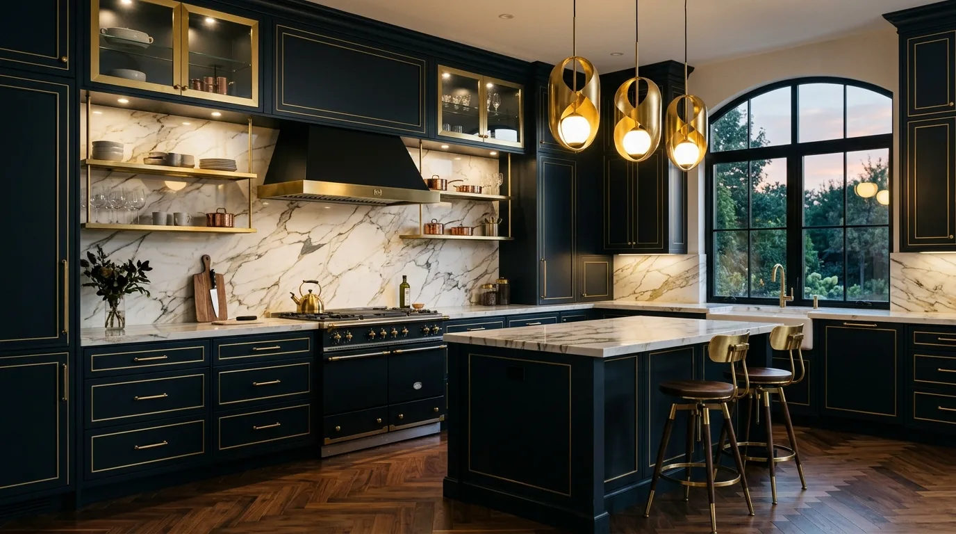 13 Sleek Black and Brass Kitchen Ideas for a Modern Glam Look inspiration image 7