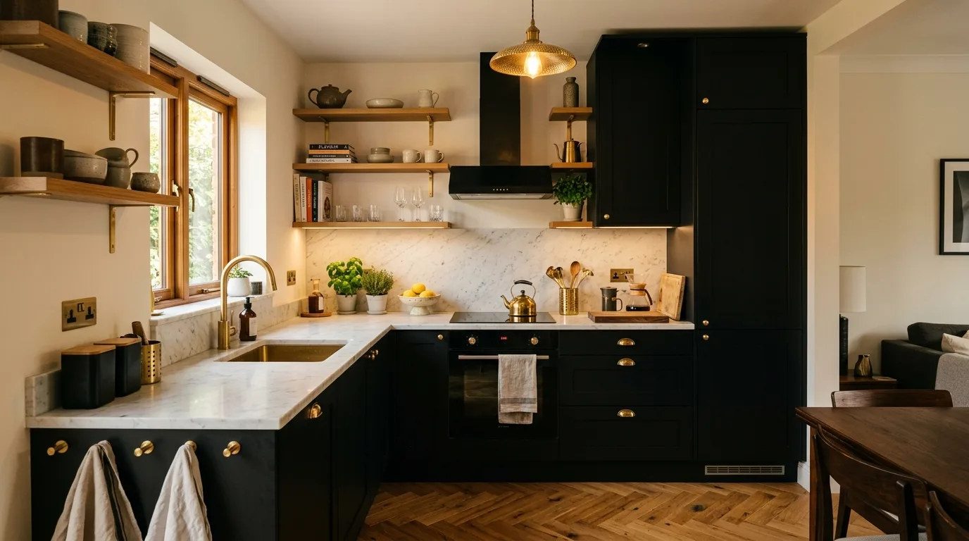 13 Sleek Black and Brass Kitchen Ideas for a Modern Glam Look inspiration image 11