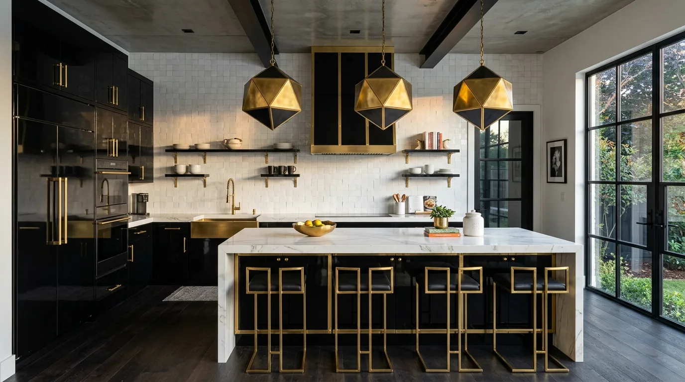 13 Sleek Black and Brass Kitchen Ideas for a Modern Glam Look inspiration image 12