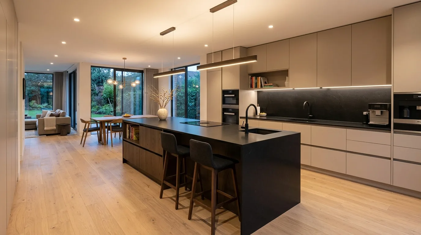 13 Sleek Kitchens with Black Worktops for a Modern Contrast inspiration image 10