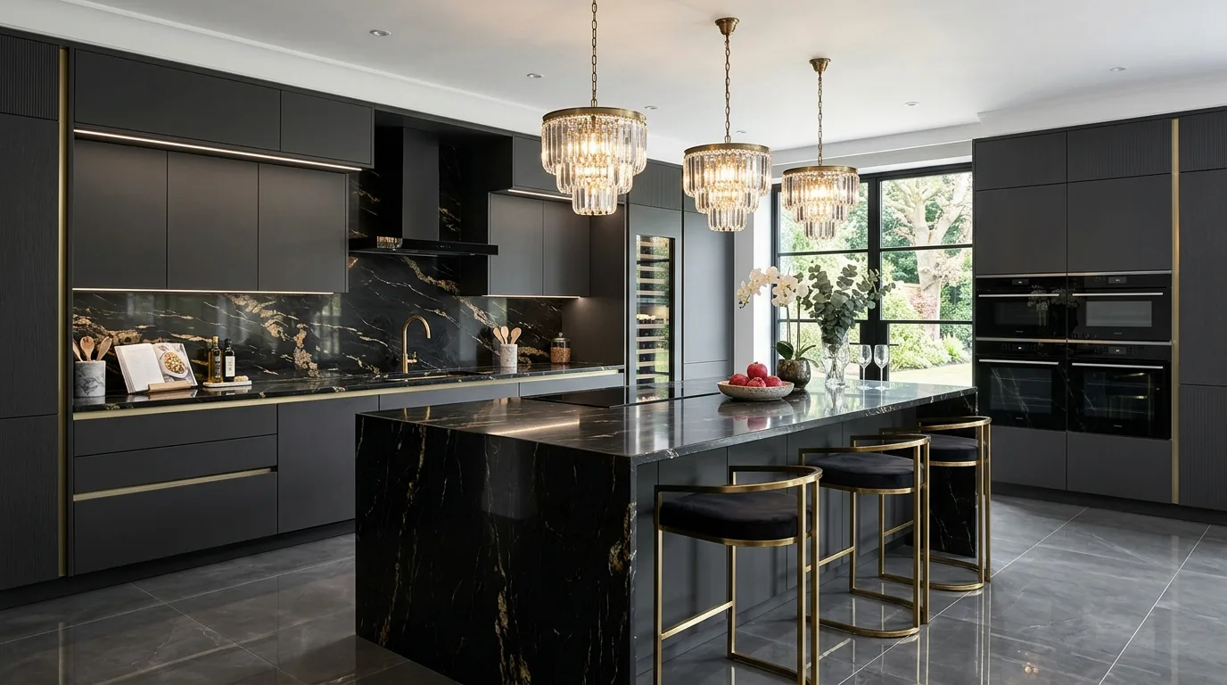 13 Sleek Kitchens with Black Worktops for a Modern Contrast inspiration image 11
