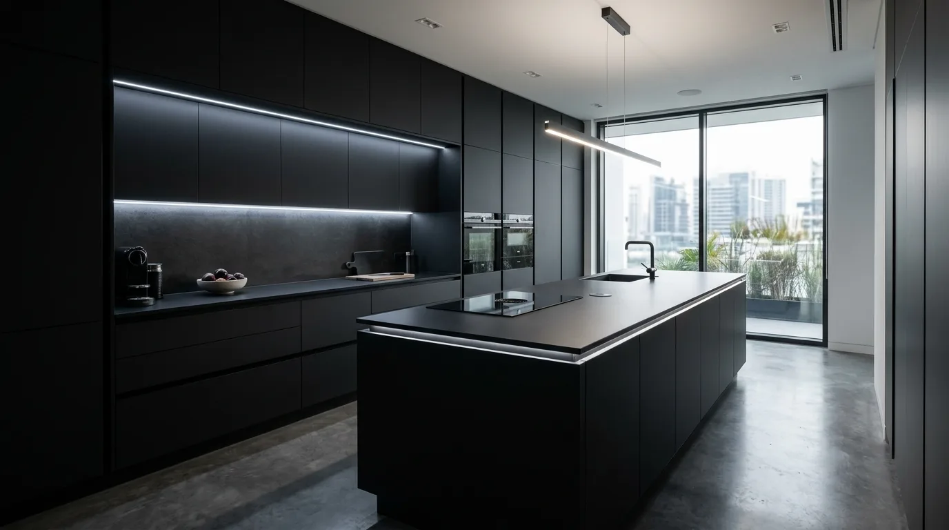 13 Sleek Kitchens with Black Worktops for a Modern Contrast inspiration image 12