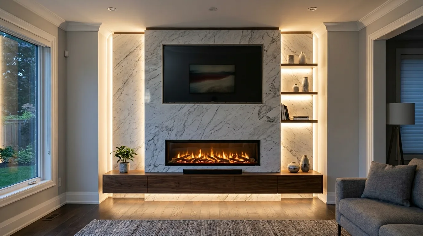14 Smart Fireplace Wall Ideas with TV for a Cozy Focal Point hero image